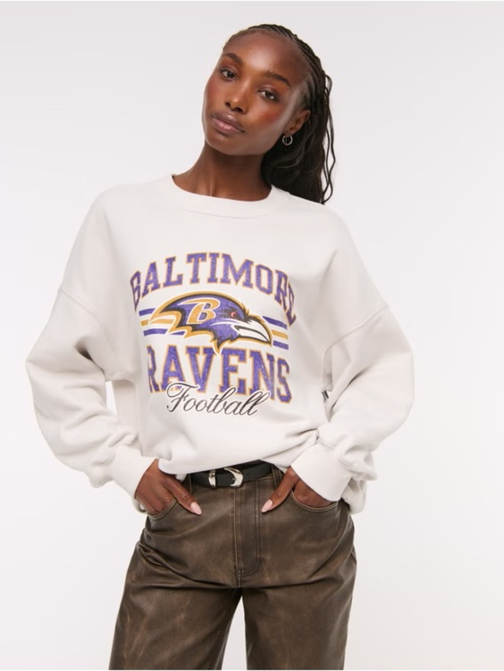 Abercrombie Baltimore Ravens Sunday Crew oversized football cozy weekend sporty